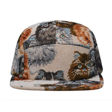 Load image into Gallery viewer, Unique Cat Vintage Jacquard Pattern 5-Panel Hat Cap