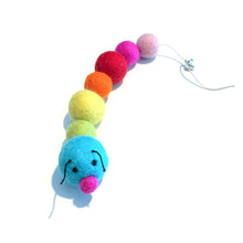 Load image into Gallery viewer, RAINBOW Caterpillar Felted Wool Cat Toy