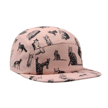 Load image into Gallery viewer, Kitty Cat Cotton 5 Panel Hat - Black Cat Pink Cap
