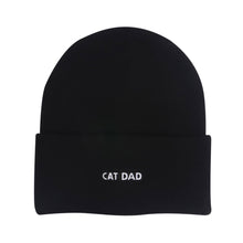 Load image into Gallery viewer, Cat Dad Embroidered Knit Beanie Hat - Black