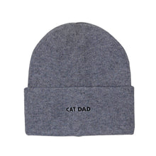 Load image into Gallery viewer, Cat Dad Embroidered Knit Beanie – Gray