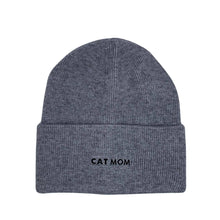 Load image into Gallery viewer, Cat Mom Embroidered Beanie Hat - Black