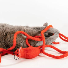 Load image into Gallery viewer, Wool Red Mouse Cat Toy w/6 Foot Tail
