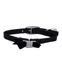 Load image into Gallery viewer, Li'l Pals® Safety Kitten Collar with Bow, Black Silk, 3/8" x 8"