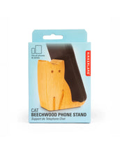 Load image into Gallery viewer, Cat Beechwood Phone Stand