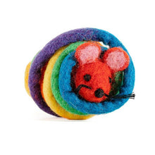 Load image into Gallery viewer, Wool Rainbow Mouse Cat Toy w/6 Foot Tail