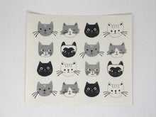 Load image into Gallery viewer, White dish rack mat featuring white, black, and grey cats, laying flat on a white surface