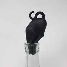 Load image into Gallery viewer, Black Cat Wine Bottle - Picture of a black cat-themed bottle stopper with the cat's face inside the top of the bottle with a white background