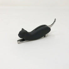 Load image into Gallery viewer, Picture of a black cat-themed bottle opener laying on a white surface