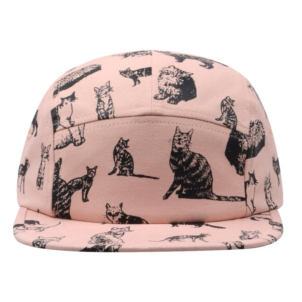 Hatphile Kitty Cat Cotton 5 Panel Hat - Black Cat Pink Cap