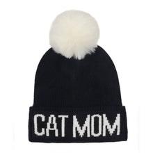 Load image into Gallery viewer, HATPHILE - HatPhile Cat Mom PomPom Knit Beanie – Cozy Toque Stocking for Cat Lovers - Gray Pink
