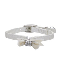 Load image into Gallery viewer, Li&#39;l Pals® Safety Kitten Collar with Bow, White Silk, 3/8&quot; x 8&quot;
