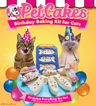 Load image into Gallery viewer, PetCakes - Birthday Baking Kit for Cats - 3 Cakes + 3 Ice Cream + Candle &amp; Sprinkles
