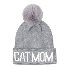 Load image into Gallery viewer, HATPHILE - HatPhile Cat Mom PomPom Knit Beanie – Cozy Toque Stocking for Cat Lovers - Black White
