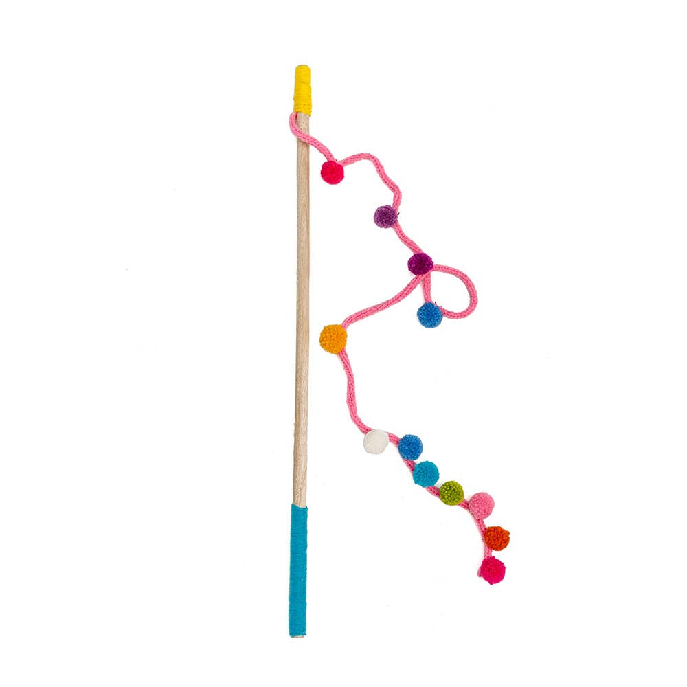 Chilly Dog Hand Crochet Wooly Cat Wand Toy - Pom Pom
