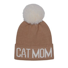 Load image into Gallery viewer, HATPHILE - HatPhile Cat Mom PomPom Knit Beanie – Cozy Toque Stocking for Cat Lovers - Gray Pink
