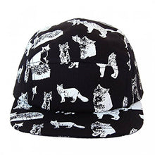 Load image into Gallery viewer, Hatphile Kitty Cat Cotton 5 Panel Hat - Black Cat Pink Cap
