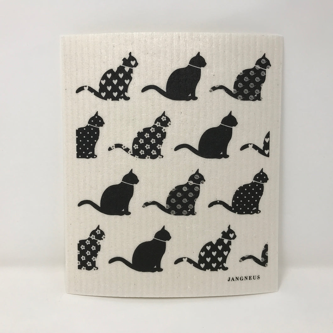 Cellulose Cloth Sponge - Black Cats